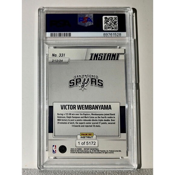 Victor Wembanyama 2023-24 Panini #331 NBA Rookie Card 1 of 5172 PSA 9 MINT - Picture 2 of 2